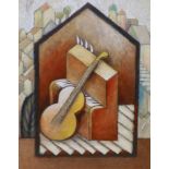 Jiri Borsky (Czech 1909-), oil on board, Abstract piano and guitar, signed and dated '93, 56 x 43cm