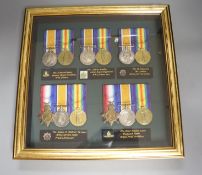 Five WW1 medal groups in one display caseTrios to;T4-13443 Pte James A.Webster ASC21300 Pte Fred