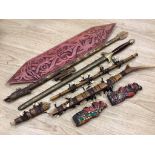 A group of Dayak Borneo tribal weapons and a Chinese sword