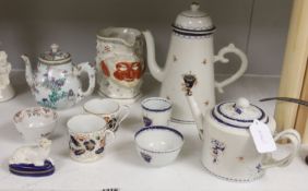 A Chinese enamelled porcelain part tea and coffee set, Jiaqing period, and quantity of 19th century