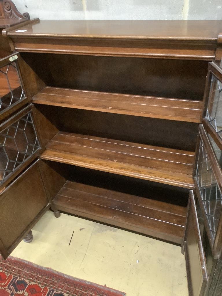 A 1920's leaded oak sectional bookcase, width 90cm - Image 2 of 3