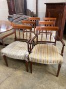 A set of six Sheraton style mahogany dining chairs