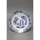 A Chinese Kangxi blue and white plate, diameter 21cm