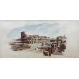Stefano Donadoni (1844-1911), watercolour, The Colosseum, Rome, signed, 16 x 34cm