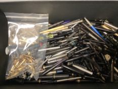 Quantity of fountain pens and pencil parts, clips etc