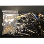 Quantity of fountain pens and pencil parts, clips etc