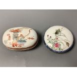 A Chinese famille rose seal paste box and an oblong box and cover, both Republic period