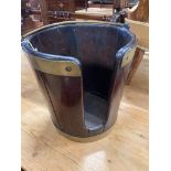 A George III brass bound staved mahogany plate bucket, 33cm diameter, height 33cm