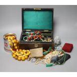A mixed quantity of assorted mainly costume jewelley including amber necklace, malachite necklace,
