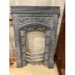 A G Jeykyl Victorian cast iron fireplace surround, length 61cm, height 94cm