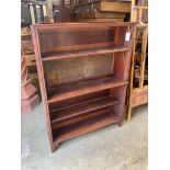 Two Victorian mahogany bookshelves, width 93cm, depth 24cm, height 127cm (adapted)