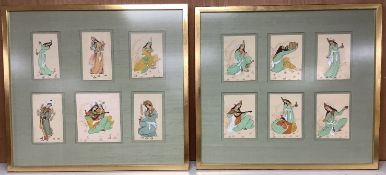 mounted in two gilt frames,each 12 x 9cm