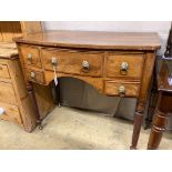 A small Regency mahogany bowfront sideboard, length 98cm, depth 52cm, height 90cm