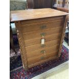 A late Victorian pitch pine Wellington collector's chest, width 64cm, depth 47cm, height 76cm