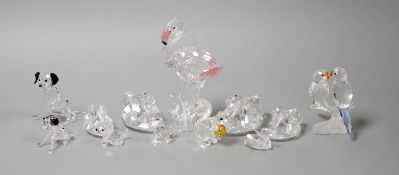 Twelve Swarovski crystals including Flamingo and Lovebirds