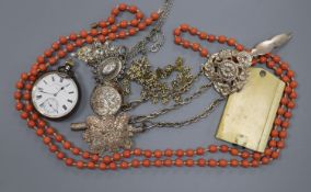 A late Victorian silver open face keyless pocket watch, by Sir John Bennett Ltd and a small