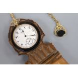 A Waltham 9ct gold keyless open face pocket watch on 9ct gold chain with swivel fob seal,pocket