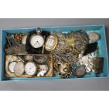 A quantity of assorted wrist and pocket watches and a group of jewellery including mourning brooch,