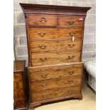A George III mahogany chest on chestfitted two short drawers and three graduated long drawers over
