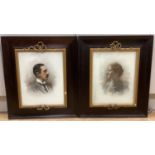 A pair of Victorian tinted photographic portraits in gilt and metal frames