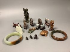 A group of Chinese hardstone carvings