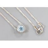 A modern Theo Fennell 18ct white gold and solitaire blue topaz set pendant necklace,overall 42cm,