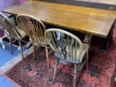 An 18th century style modern kitchen refectory table, length 168cm, depth 68cm, height 76cm and