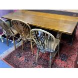 An 18th century style modern kitchen refectory table, length 168cm, depth 68cm, height 76cm and