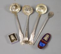 A pair of William IV Scottish silver Queen's pattern sauce ladles, Glasgow, 1930, a Georgian silver