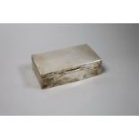 A continental white metal mounted rectangular cigarette box, stamped 'M Levy Sterling',16.2cm.