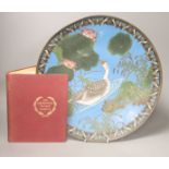 A Japanese cloisonne charger, diameter 39cm, together with a stamp album