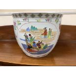 A large Chinese famille rose fish bowl or jardiniere