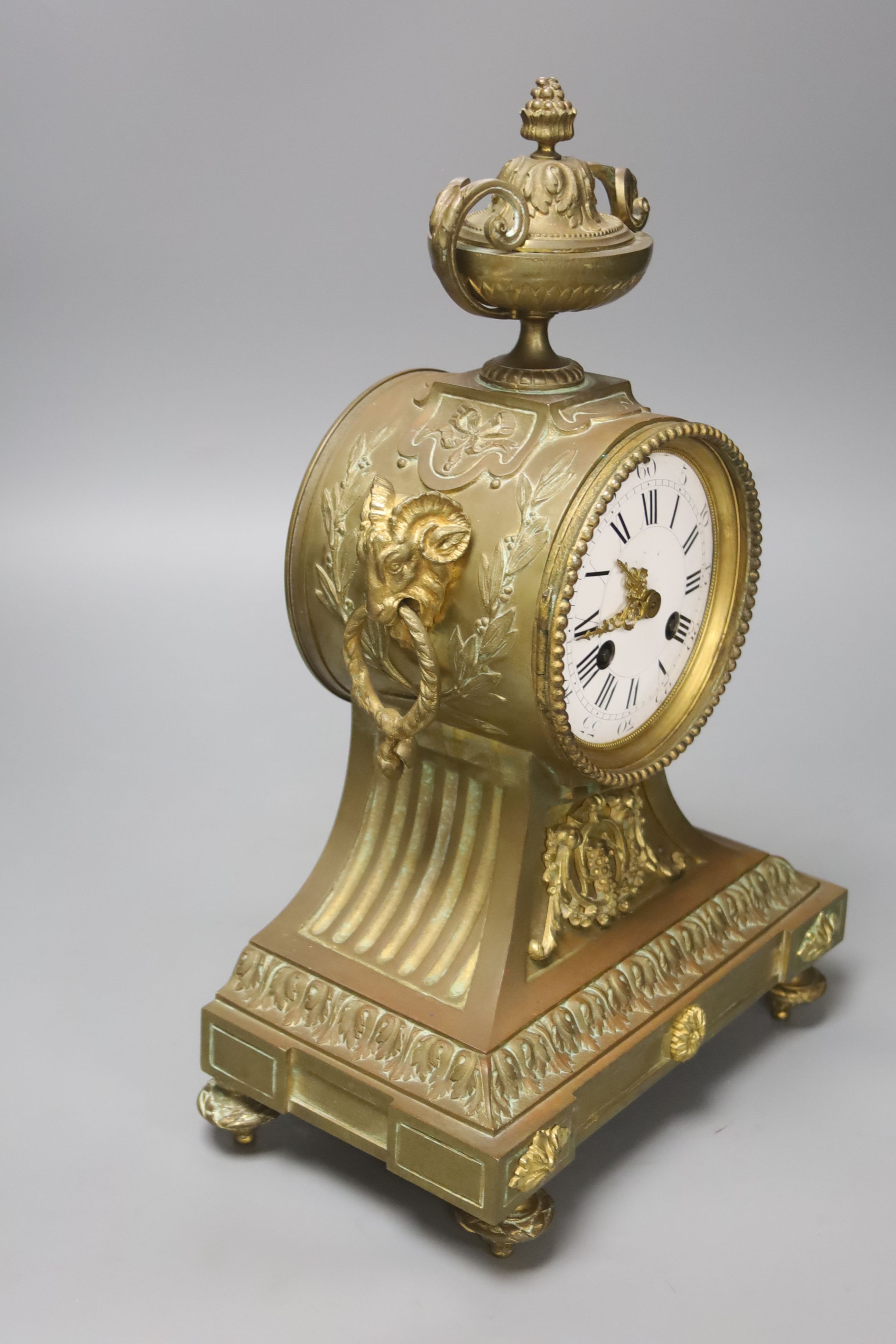 A Louis XVI style bronze mantel clock, height 38cm - Image 2 of 4