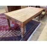 A Victorian rectangular pine kitchen table, width 182cm depth 89cm height 76cm