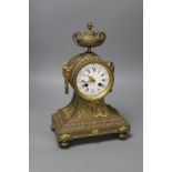 A Louis XVI style bronze mantel clock, height 38cm