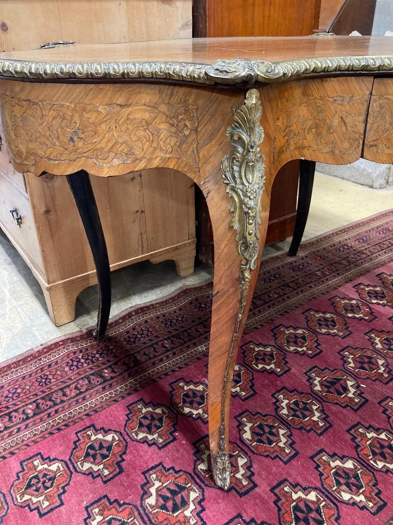 A 19th century French marquetry and kingwood centre table, (having later walnut-veneered top) width - Image 4 of 4