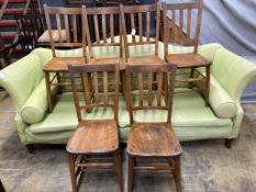 A set of six early 20th century beech chairs stamped 'Elliott & Son'