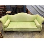 A George III style sofa with pale green loose cover, length 232cm, depth 80cm, height 93cm