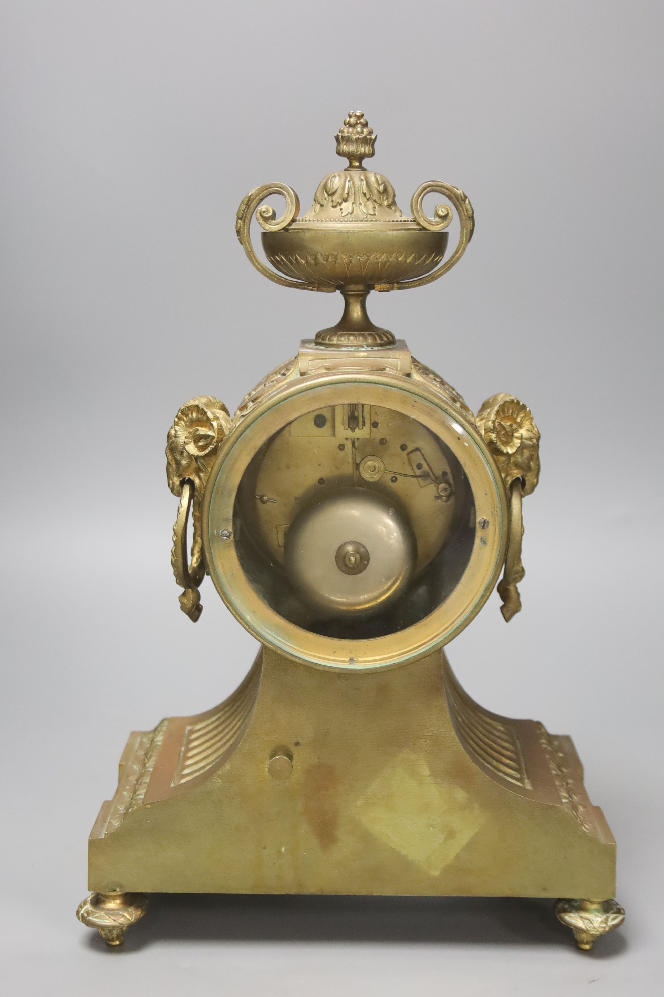 A Louis XVI style bronze mantel clock, height 38cm - Image 3 of 4