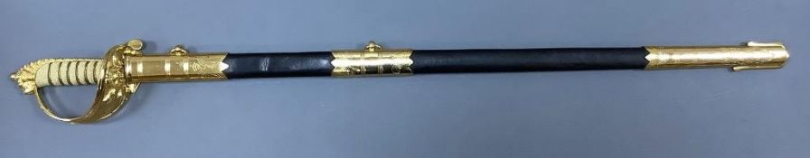 A QEII 1827 pattern naval officer's sword, Crown Swords, England