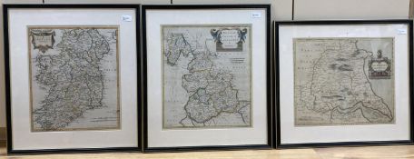 Three hand-coloured engraved maps after Robert Morden (Camden's Britannia),Palatine of Lancaster,