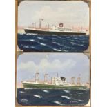 H. Crane, pair of gouaches, MV Argentina Star and MV Swiftpool, signed and dated 1954, 25 x 35cm