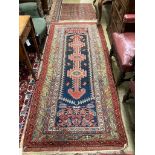 A Hamadan runner and a Tekke Bokhara small rug, larger 260 x 115cm