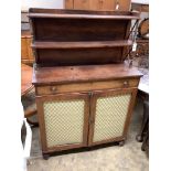 A Regency rosewood chiffonier, width 99cm depth 39cm height 150cm