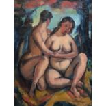 Robert Baker (1902-1992)Nude couple in a landscapeOil on canvas77 x 56 cm. unframed
