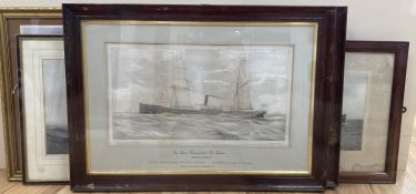 After W.T. Baldwin, two lithographs, Screw Steamer Germania 1884 and Screw Steamer Wear 1873, 30 x