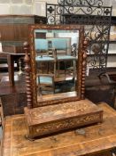 A 19th century Dutch floral marquetry and walnut box-framed toilet mirror, width 54cm, depth 25cm,