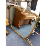 A giltwood overmantel mirror, width 150cm height 115cm