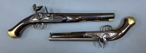 Two inert reproduction light dragoon and heavy dragoon pistols, longest 48cm