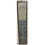 A pair of 19th century Chinese sleeve bands, framed, 96 x 17cm